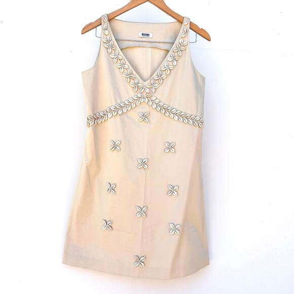 Moschino Vintage Cheap And Chic Shell Mini Dress Cream 90s Y2K 42 US 8 Archival - Picture 2 of 11